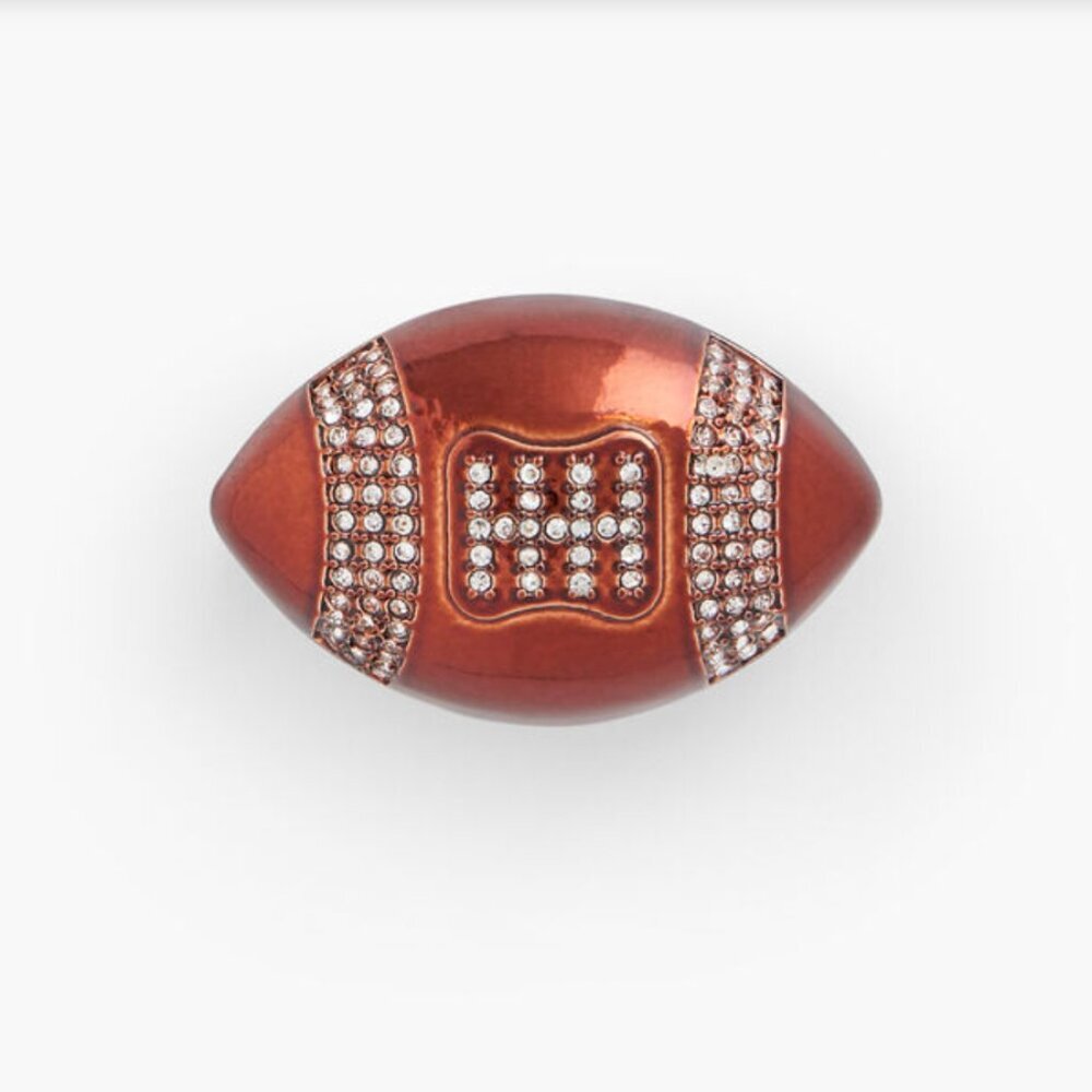 Talbots Gold and Brown Oval Football Pin Brooch, NEW
